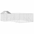 vidaXL Galvanized steel Outdoor Dog Kennel in Silver