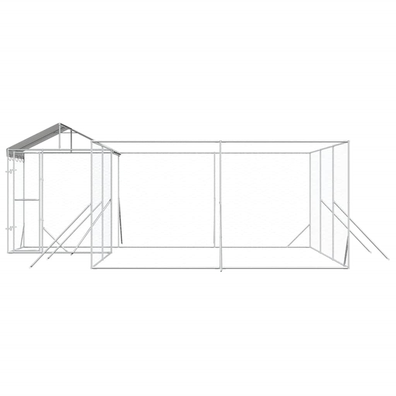 vidaXL Galvanized steel Outdoor Dog Kennel in Silver