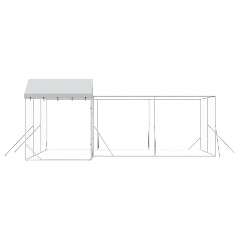 vidaXL Galvanized steel Outdoor Dog Kennel in Silver