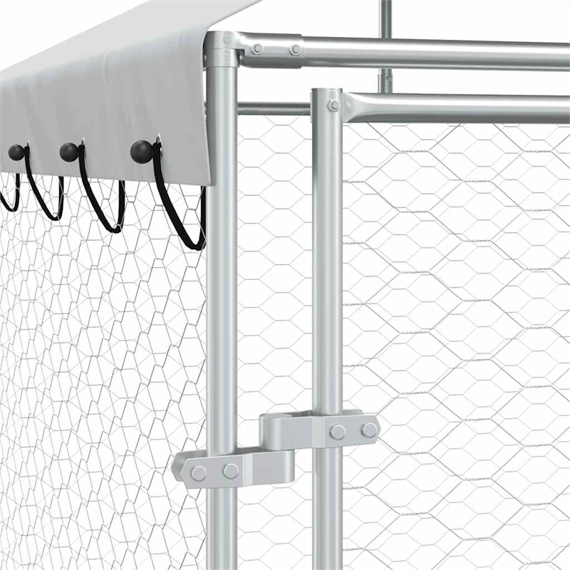 vidaXL Galvanized steel Outdoor Dog Kennel in Silver