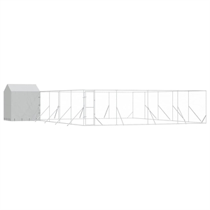 vidaXL Galvanized steel Outdoor Dog Kennel in Silver