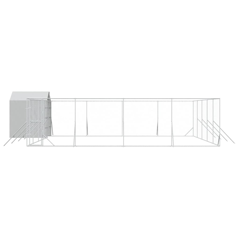 vidaXL Galvanized steel Outdoor Dog Kennel in Silver