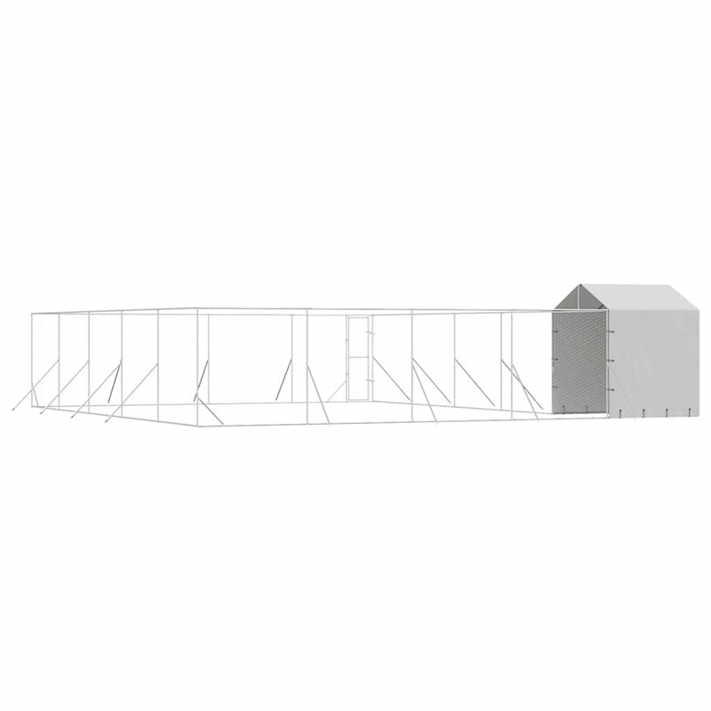 vidaXL Galvanized steel Outdoor Dog Kennel in Silver