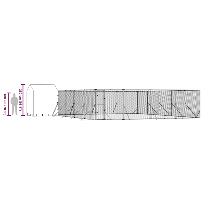 vidaXL Galvanized steel Outdoor Dog Kennel in Silver
