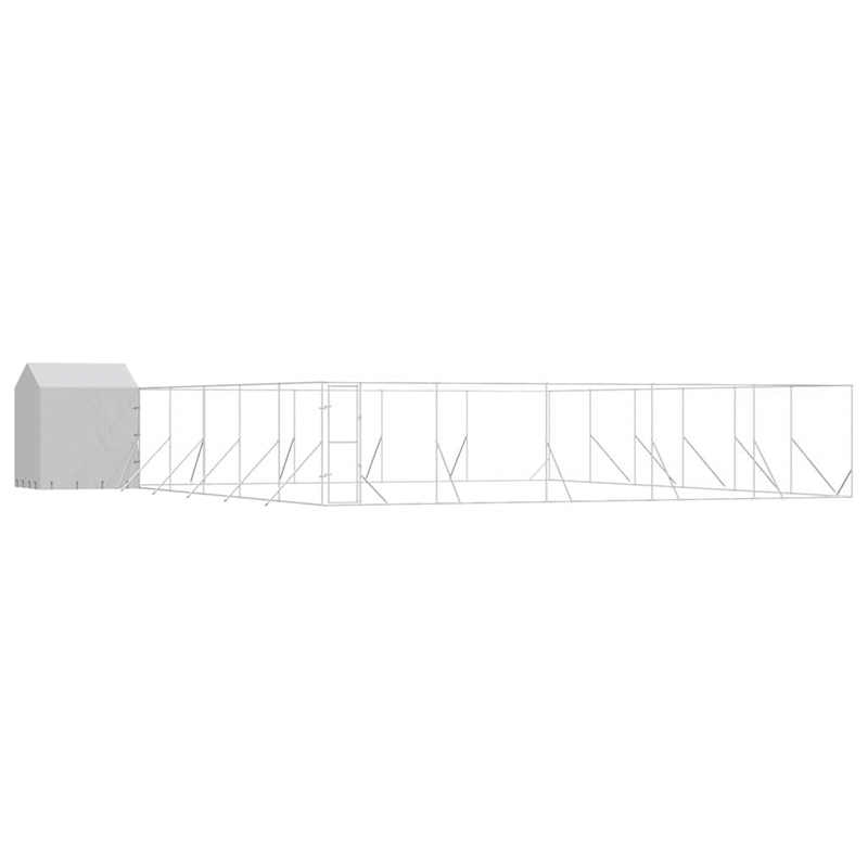 vidaXL Galvanized steel Outdoor Dog Kennel in Silver