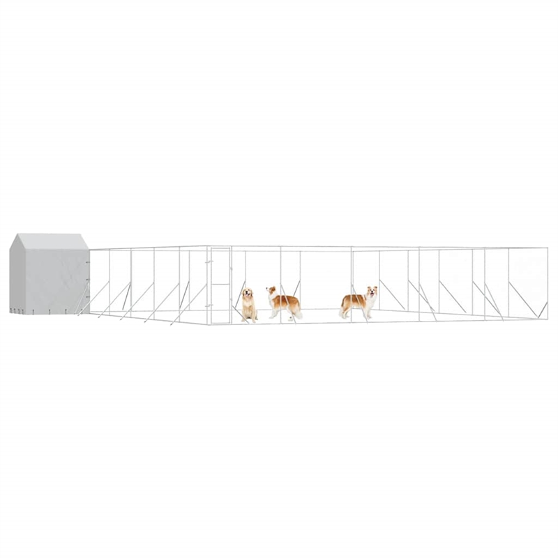 vidaXL Galvanized steel Outdoor Dog Kennel in Silver