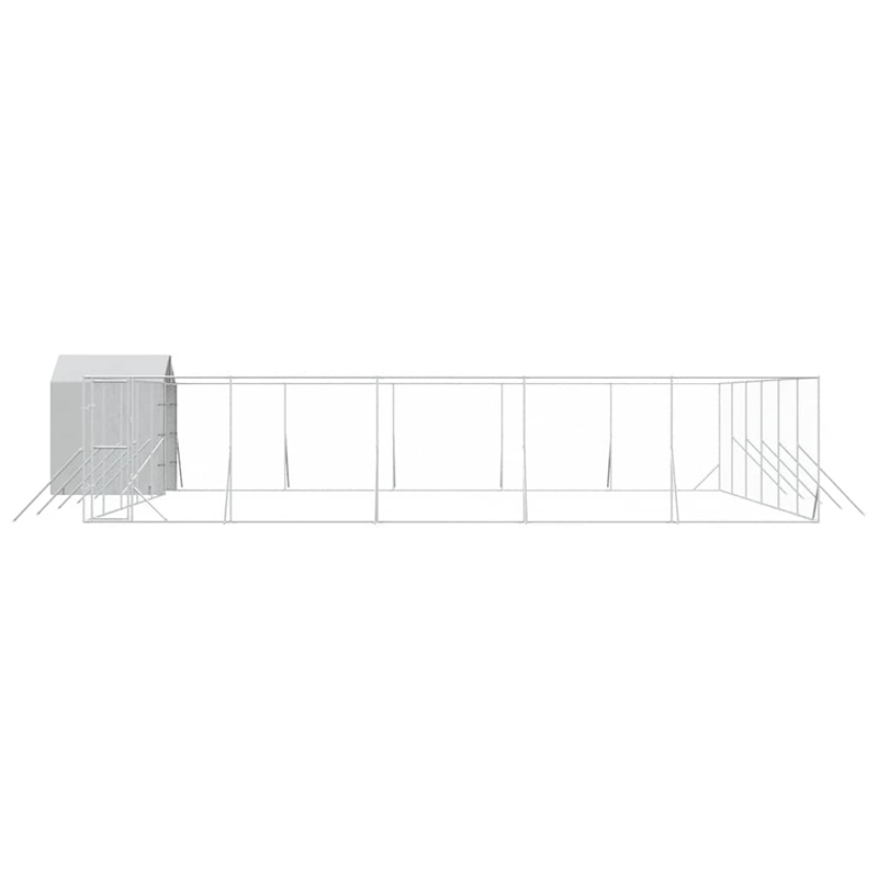 vidaXL Galvanized steel Outdoor Dog Kennel in Silver