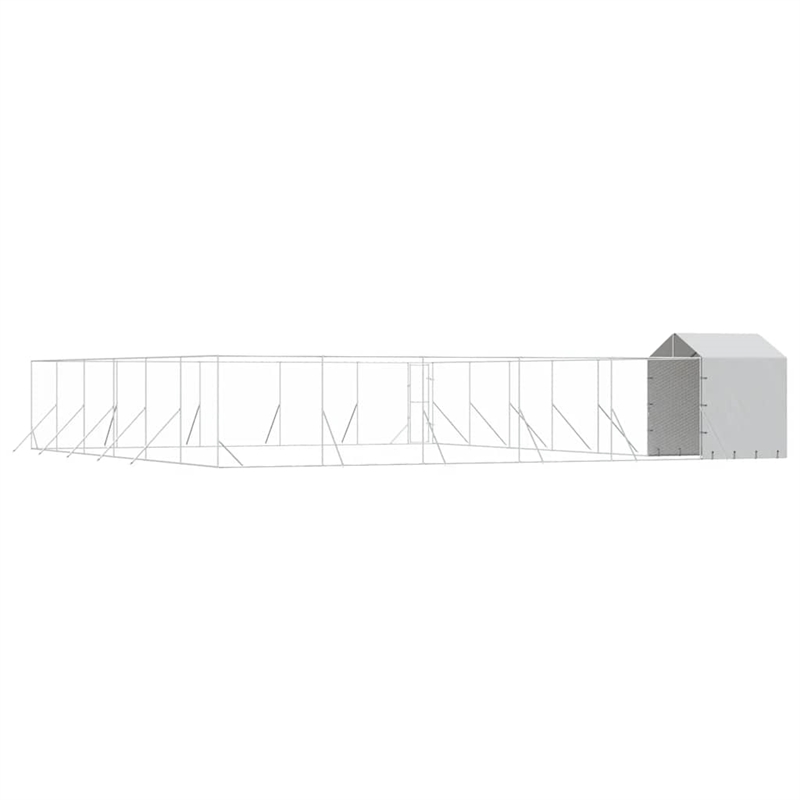 vidaXL Galvanized steel Outdoor Dog Kennel in Silver