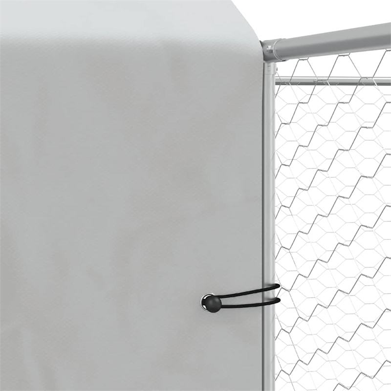 vidaXL Galvanized steel Outdoor Dog Kennel in Silver