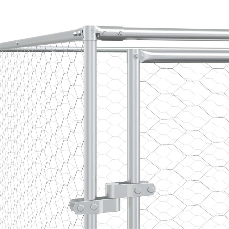 vidaXL Galvanized steel Outdoor Dog Kennel in Silver