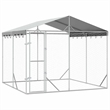vidaXL Galvanized steel Outdoor Dog Kennel in Silver