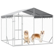 vidaXL Galvanized steel Outdoor Dog Kennel in Silver