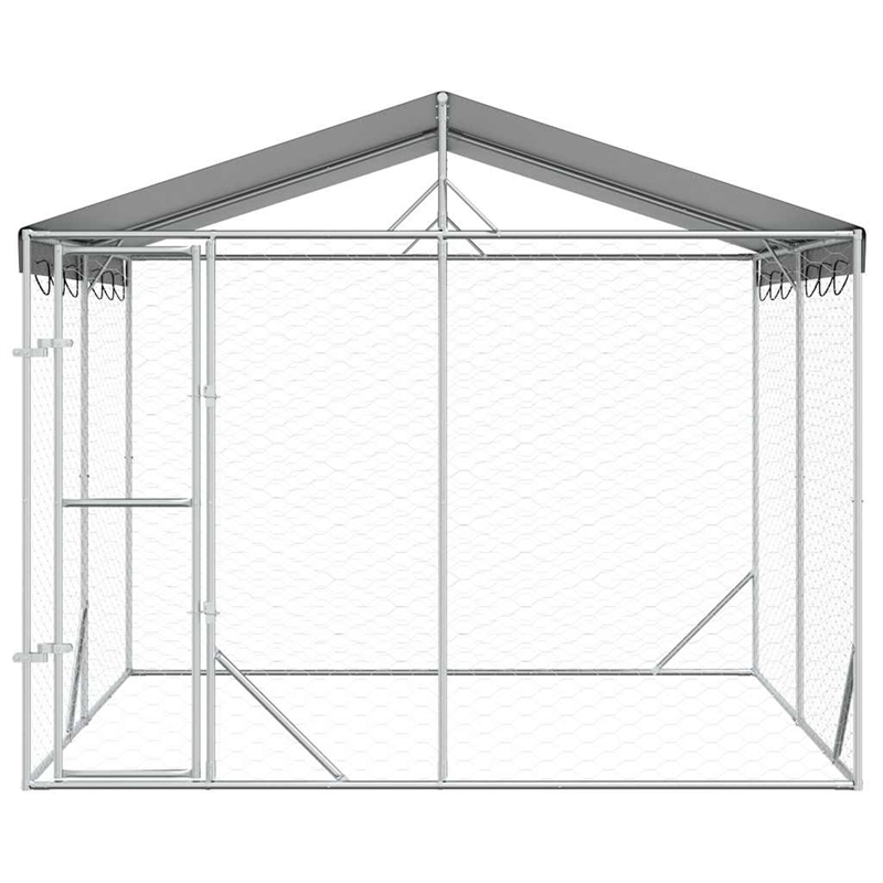vidaXL Galvanized steel Outdoor Dog Kennel in Silver