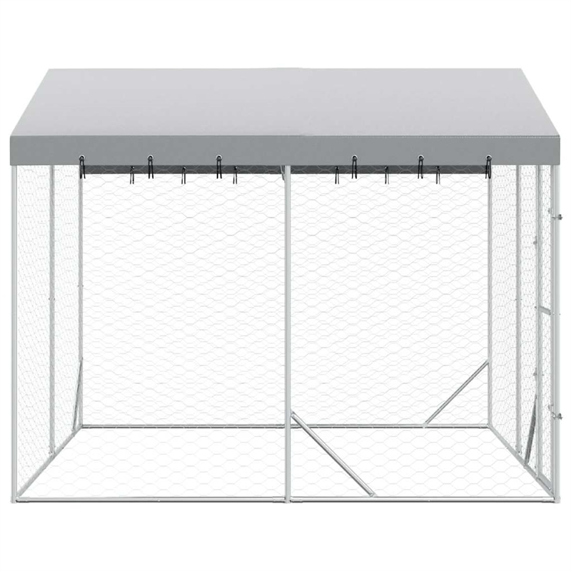 vidaXL Galvanized steel Outdoor Dog Kennel in Silver