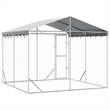 vidaXL Galvanized steel Outdoor Dog Kennel in Silver