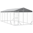 vidaXL Galvanized steel Outdoor Dog Kennel in Silver