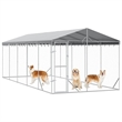 vidaXL Galvanized steel Outdoor Dog Kennel in Silver
