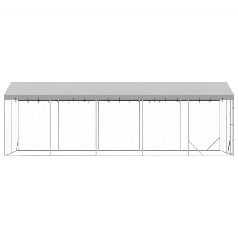 vidaXL Galvanized steel Outdoor Dog Kennel in Silver