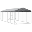 vidaXL Galvanized steel Outdoor Dog Kennel in Silver