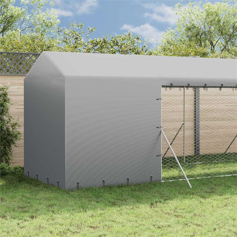 vidaXL Galvanized steel Outdoor Dog Kennel in Silver