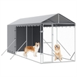 vidaXL Galvanized steel Outdoor Dog Kennel in Silver