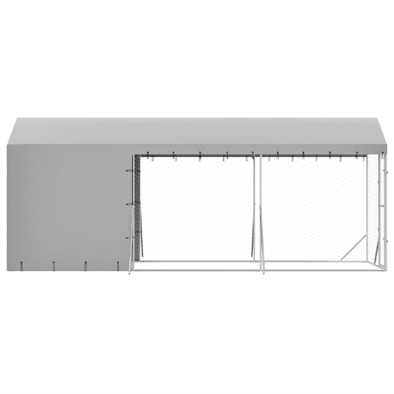 vidaXL Galvanized steel Outdoor Dog Kennel in Silver