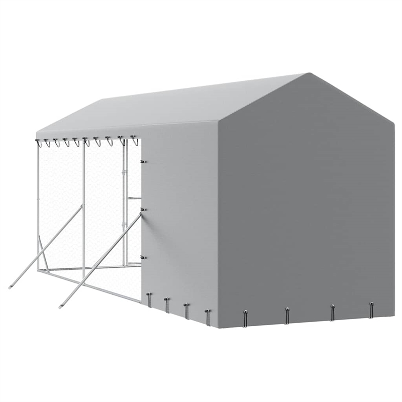 vidaXL Galvanized steel Outdoor Dog Kennel in Silver