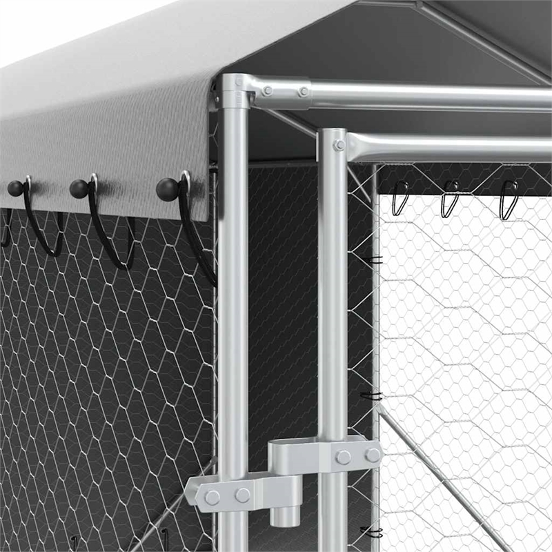 vidaXL Galvanized steel Outdoor Dog Kennel in Silver