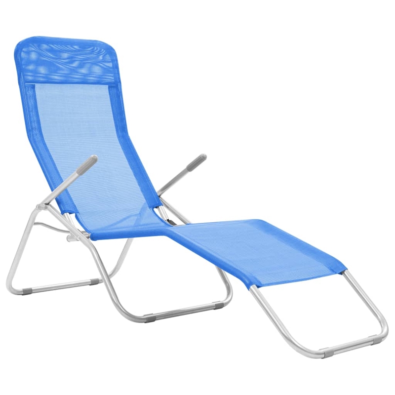 vidaXL Powder-Coated Steel Sun Lounger in Blue (Set of 2)