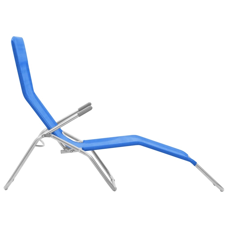 vidaXL Powder-Coated Steel Sun Lounger in Blue (Set of 2)