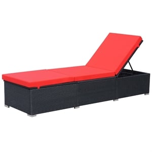 vidaXL Powder-Coated Steel Sun Lounger in Black/Red