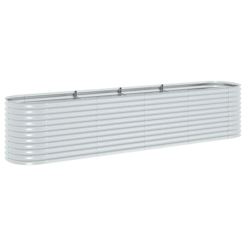 vidaXL Large Galvanized Steel Raised Garden Bed in Silver