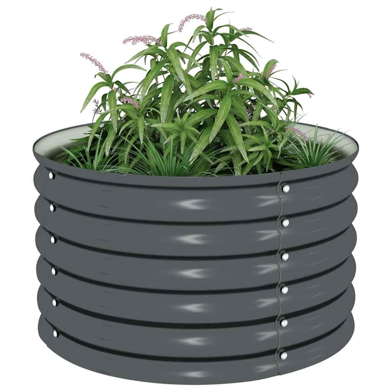 vidaXL Medium Galvanized Steel Raised Garden Bed in Gray