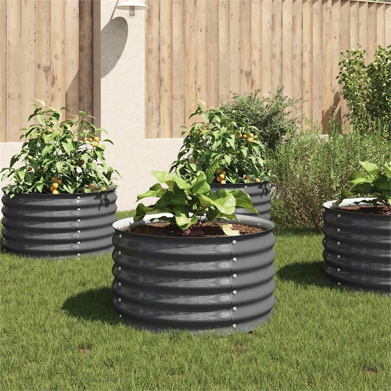 vidaXL Medium Galvanized Steel Raised Garden Bed in Gray