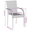 vidaXL Poly Rattan Standard Stackable Dining Chair in Gray (Set of 2)