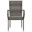 vidaXL Poly Rattan Standard Stackable Dining Chair in Gray (Set of 2)