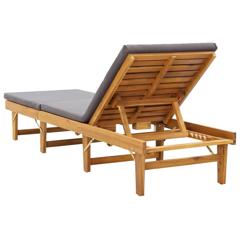 vidaXL Solid Acacia Wood Foldable Sun Lounger in Dark Gray