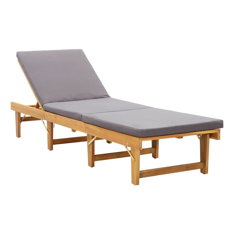 vidaXL Solid Acacia Wood Foldable Sun Lounger in Dark Gray