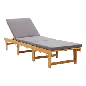 vidaXL Solid Acacia Wood Foldable Sun Lounger in Dark Gray