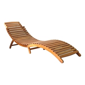 vidaXL Solid Acacia Wood Sun Lounger in Brown