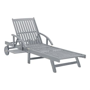 vidaXL Solid Acacia Wood Sun Lounger in Gray
