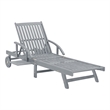 vidaXL Solid Acacia Wood Sun Lounger in Gray