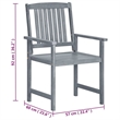 vidaXL Solid Acacia Wood Standard Durable Outdoor Chair in Gray (Set of 2)