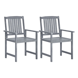 vidaXL Solid Acacia Wood Standard Durable Outdoor Chair in Gray (Set of 2)