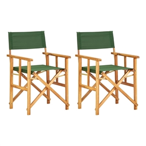 vidaXL Chair in Natural Wood Color and Green (Set of 2)