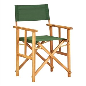 vidaXL Solid Acacia Wood and Polyester Chair in Natural Wood and Green