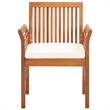 vidaXL Solid Acacia Wood Dining Chair in Brown Frame and Cream Cushion