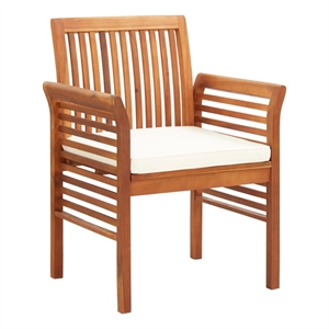 vidaXL Solid Acacia Wood Dining Chair in Brown Frame and Cream Cushion