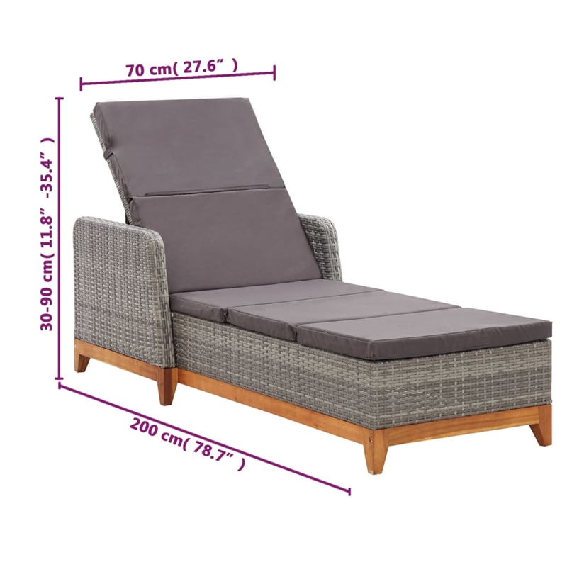 vidaXL Sun Lounger in Gray