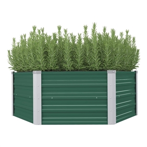vidaXL Galvanized Steel Raised Garden Bed in Green
